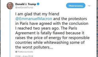 Trump wbija szpilę Macronowi na Twitterze