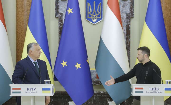 Po rozmowach Viktor Orban i Wołodymyr Zełenski wystąpili na konferencji prasowej / autor: SERGEY DOLZHENKO/EPA/PAP