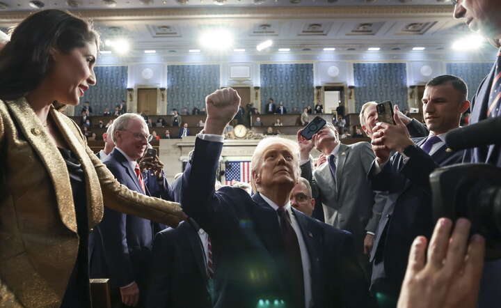 Prezydent Donald Trump w czasie wystąpienia w Kongresie USA / autor: PAP/EPA/WIN MCNAMEE