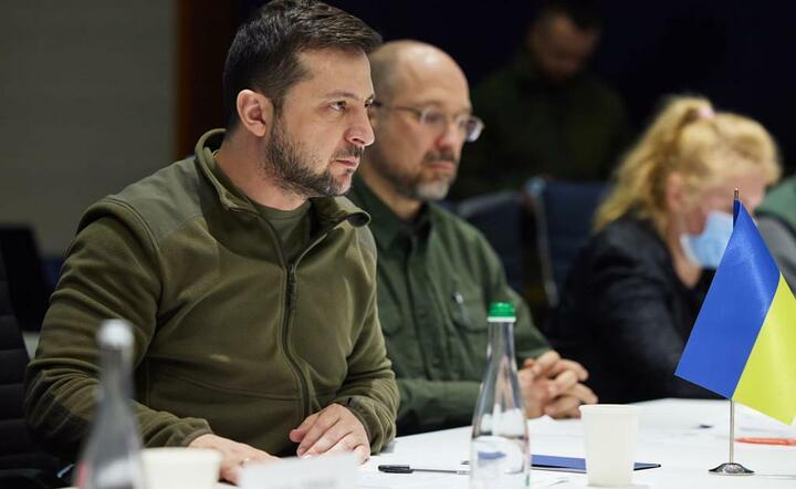 Spotkanie premierów Polski, Słowenii iCzech  z prezydentem Ukrainy Wolodymyrem Zelenskim (L) oraz premierem Denysem Szmyhalem / autor: materiały prasowe KPRM 