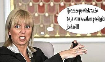 Bieńkowska "na bezczelnego" - pytana o film "Miś" Barei i obecną sytuację na kolei odpowiada: "A widział pan "Misia"? Bo ja 78 razy". To widać