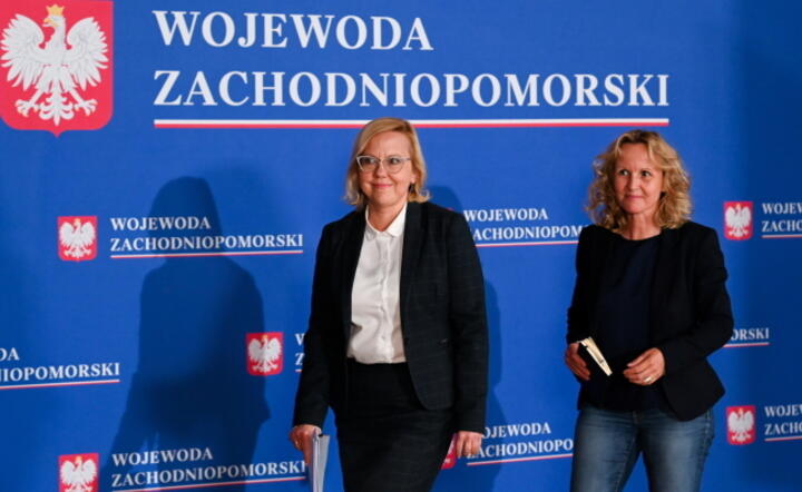 Minister klimatu i środowiska Anna Moskwa (L) oraz federalna minister środowiska, ochrony przyrody, bezpieczeństwa jądrowego i ochrony konsumentów Niemiec Steffi Lemke (P) podczas konferencji prasowej / autor: PAP/Marcin Bielecki