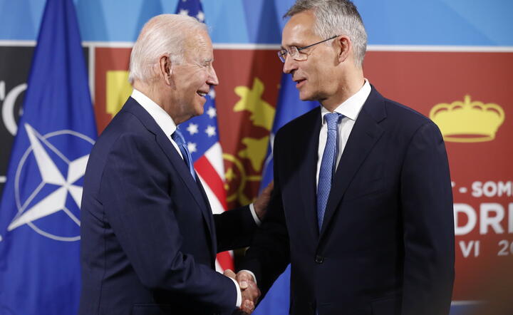 Joe Biden i Jens Stoltenberg w Madrycie / autor: PAP/EPA