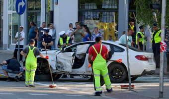 Potworny wypadek. Uderzone auto wjechało w pieszych