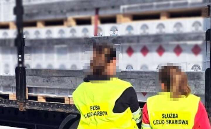 W naczepie ciężarówki funkcjonariusze KAS znaleźli 40 palet, na których było 1 340 butli z czynnikiem chłodniczym / autor: materiały prasowe KAS