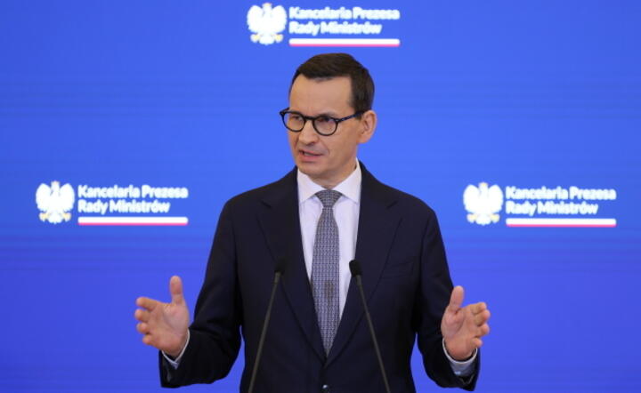 Premier Mateusz Morawiecki podczas konferencji prasowej po posiedzeniu rządu/1 grudnia 2023 r. / autor: PAP/Paweł Supernak