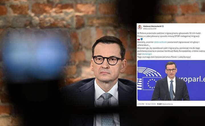 Mateusz Morawiecki: Polacy w zdecydowany sposób mówią STOP nielegalnej imigracji / autor: PAP/ Radek Pietruszka / X @MorawieckiM