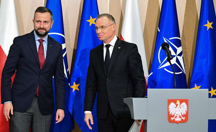 Prezydent Andrzej Duda (P) i wicepremier, minister obrony Władysław Kosiniak-Kamysz (L) podczas konferencji prasowej, po naradzie z dowódcami wojskowymi przed Szczytem NATO, 4 lipca / autor: PAP/Tytus Żmijewski