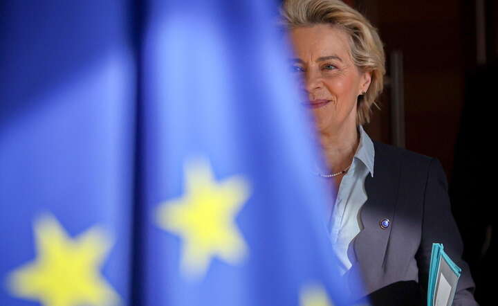Szefowa Komisji Europejskiej Ursula von der Leyen w Brukseli, 14 maja 2025 r. / autor: PAP/EPA/OLIVIER HOSLET 