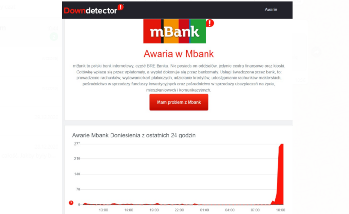 awaria systemu mBanku