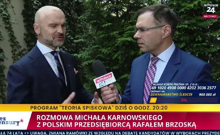 Rafał Brzoska (L) w rozmowie z red. Michałem Karnowskim (P) / autor: wPolsce24 / YT screen