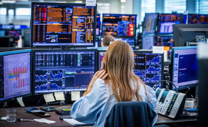 Na rynkach finansowych obserwujemy skrajne rozchwianie nastrojów. Na zdjęciu dealing room jednego z banków w Norwegii / autor: PAP/EPA/OLE BERG-RUSTEN