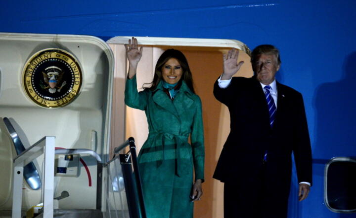 Prezydent Trump z małżonką Melanią  na Okęciu, fot. PAP/Jacek Turczyk (9)