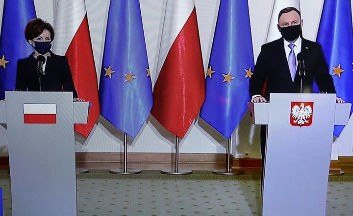 Prezydent Andrzej Duda i minister rodziny Marlena Maląg / autor: fotoserwis PAP