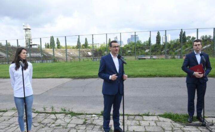 Mateusz Morawiecki na stadionie Skry  / autor: PAP
