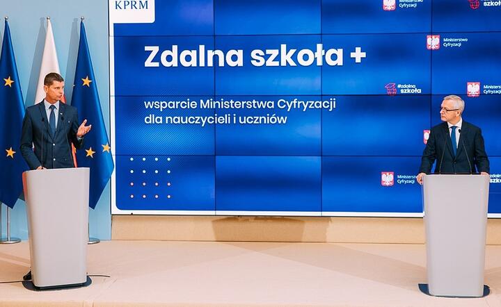 minister edukacji narodowej Dariusz Piontkowski i minister cyfryzacji Marek Zagórski / autor: Krystian Maj/KPRM