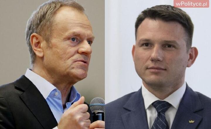 Donald Tusk i Sławomir Mentzen / autor: PAP/Zbigniew Meissner/Fratria 