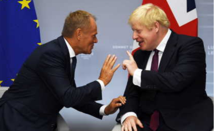 Donald Tusk i Boris Johnson / autor: PAP/EPA/NEIL HALL / POOL