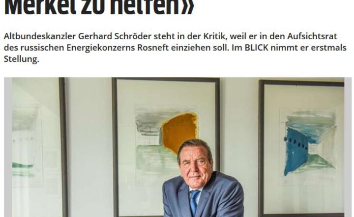 Niemcy: Schroeder chce posady w Rosniefcie