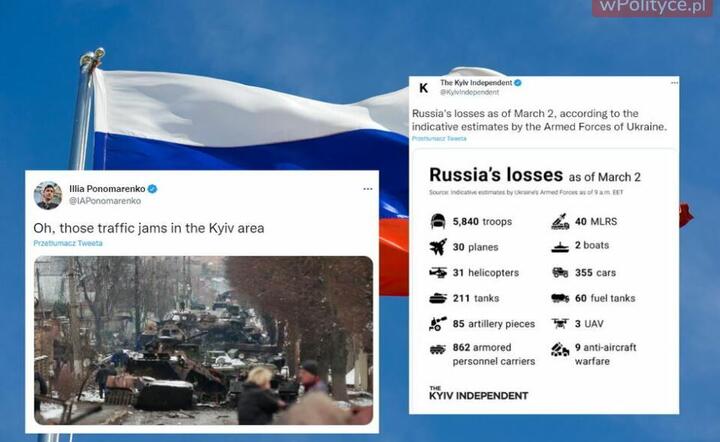 Wojna na Ukrainie/straty Putina  / autor: Fratria/Twitter 