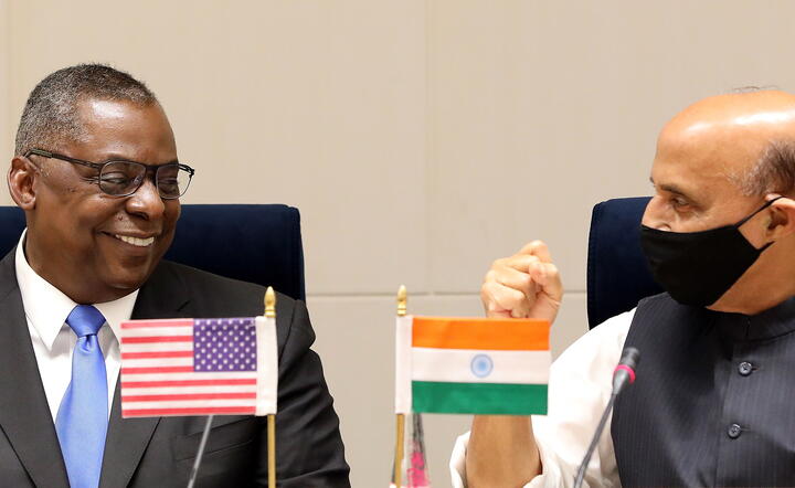 LLoyd Austin i Rajnath Singh / autor: PAP/EPA