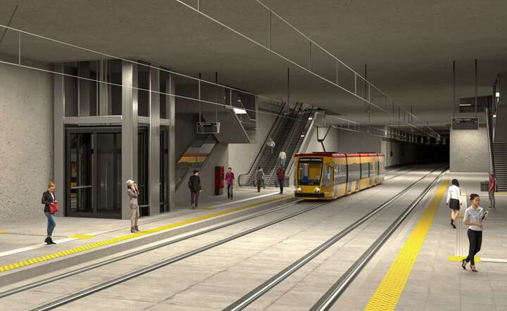 Wizualizacja. Podobny do metra podziemny przystanek tramwajowy na Dworcu Zachodnim. / autor: materiały prasowe Tramwajów Warszawskich