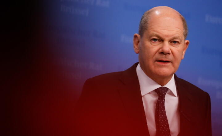 Kanclerz Niemiec Olaf Scholz na konferencji prasowej w Brukseli / autor: PAP/ EPA/STEPHANIE LECOCQ 
