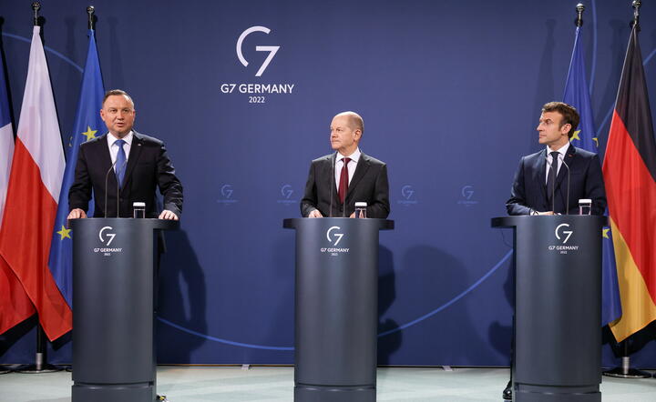Andrzej Duda, Olaf Scholz, Emmanuael Macron / autor: PAP/EPA