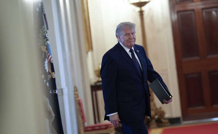 Prezydent USA Donald Trump w Białym Domu, 22 maja 2026 / autor: PAP/EPA/YURI GRIPAS