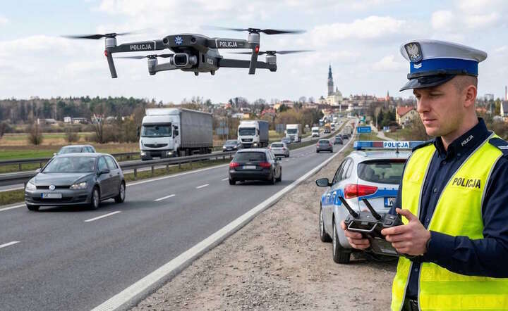 Policyjny dron w akcji. / autor: Policja