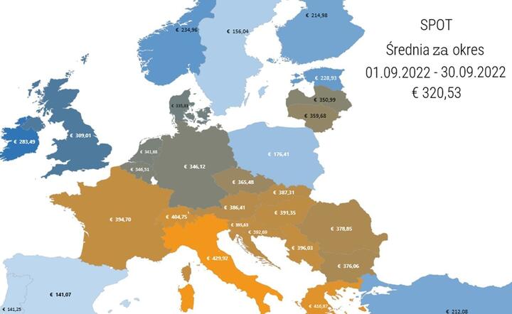 Mapa - ceny energii / autor: Materiały Prasowe