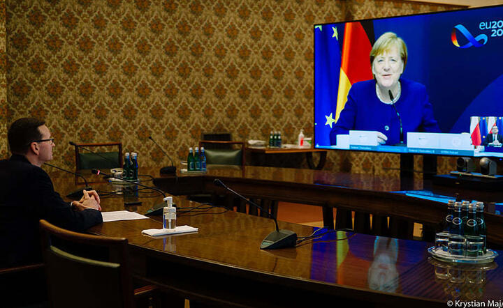 Rozmowa Mateusza Morawieckiego i Angeli Merkel / autor: Krystian Maj/KPRM