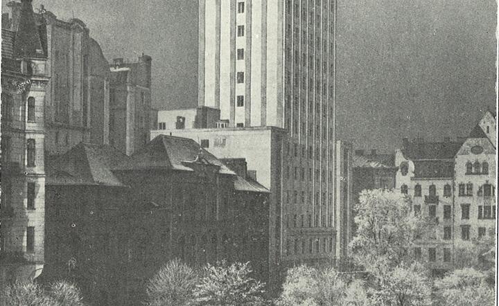 Projekt najwyższego polskiego niebotyka, w stylu art deco , opracowali w 1931 roku prof. Stefan Bryła, autor konstrukcji stalowej budynku i inż. architekt Marcin Weinfeld, projektant elewacji i wnętrza