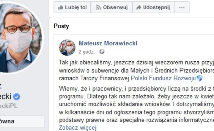 Jeszcze dzisiaj wieczorem ruszy przyjmowanie wniosków w ramach Tarczy Finansowej / autor: facebook.com