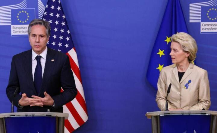 Antony Blinken i Ursula von der Leyen / autor: PAP/EPA/YVES HERMAN 