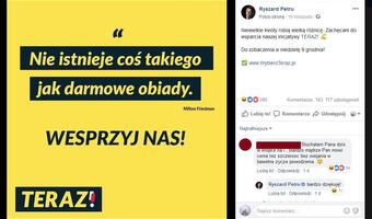 Ryszard Petru prosi o pieniądze na obiad