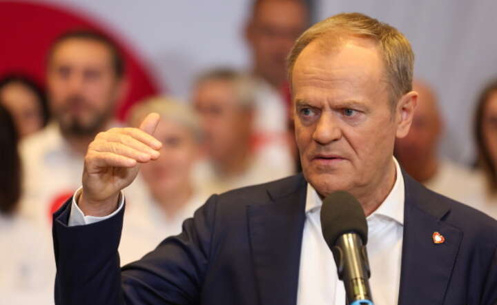  Premier Donald Tusk podczas konferencji prasowej w Gliwicach / autor: PAP/Michał Meissner