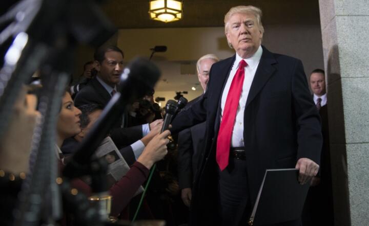 Prezydent USA Donald Trump po spotkaniu z parlamentarzystami republikańskimi poświęconym głosowaniu nad Obamacare, fot. PAP/EPA/Shawn Thew