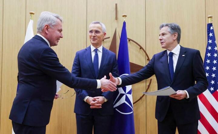Pekka Haavisto, Jens Stoltenberg i Antony Blinken  / autor: PAP/EPA/JOHANNA GERON/POOL 