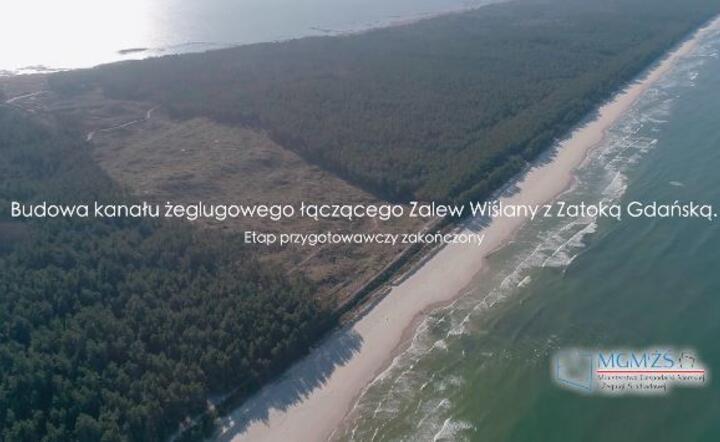Kadr z filmu na FB: Etap przygotowawczy zakończony - Przekop Mierzei Wiślanej / autor: www.facebook.com/MGMiZS/videos