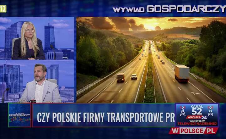 Piotr Mikiel ze Zrzeszenia Międzynarodowych Przewoźników Drogowych był gościem "Wywiadu Gospodarczego" / autor: YT @wPolscepl - screen