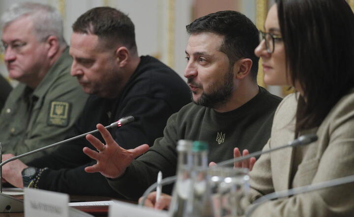 Wołodymyr Zełenski podczas spotkania z premierem Holandii Markiem Rutte / autor: PAP/EPA