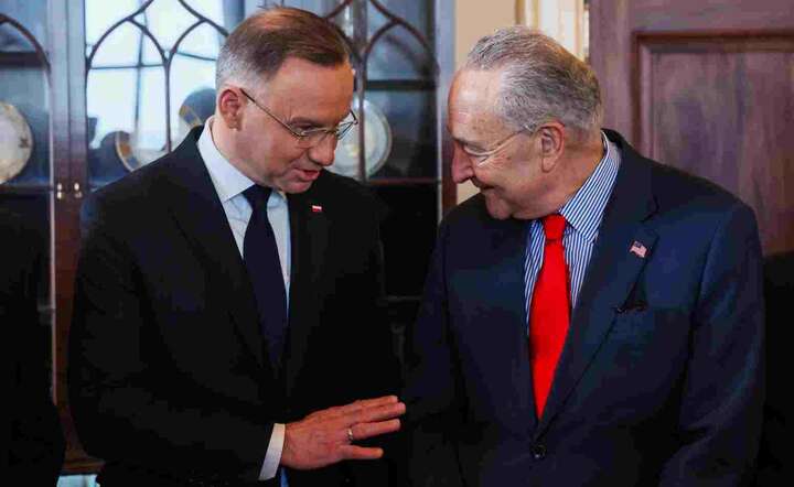 Prezydent RP Andrzej Duda i lider większości w Senacie USA Charles Schumer / autor: Fot. PAP/Leszek Szymański