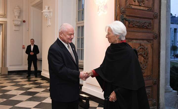 Christine Lagarde, prezes EBC (P) przyjechała do Warszawy na zaproszenie prezesa NBP prof. Adama Glapińskiego (L) / autor: materiały prasowe NBP