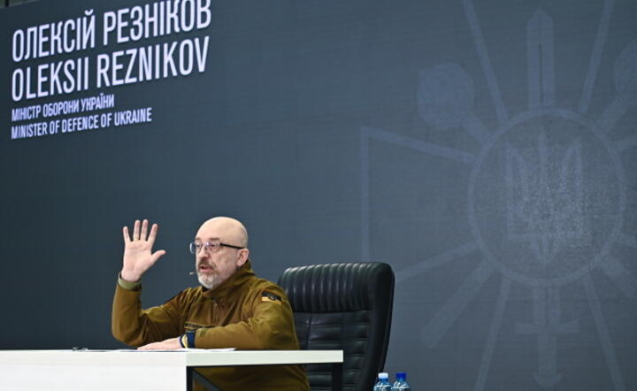 Minister obrony Ukrainy Ołeksij Reznikow podczas konferencji prasowej w Kijowie, 5 bm / autor: PAP/Viacheslav Ratynskyi