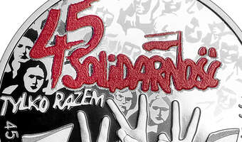 "45. rocznica powstania NSZZ Solidarność" na monecie NBP