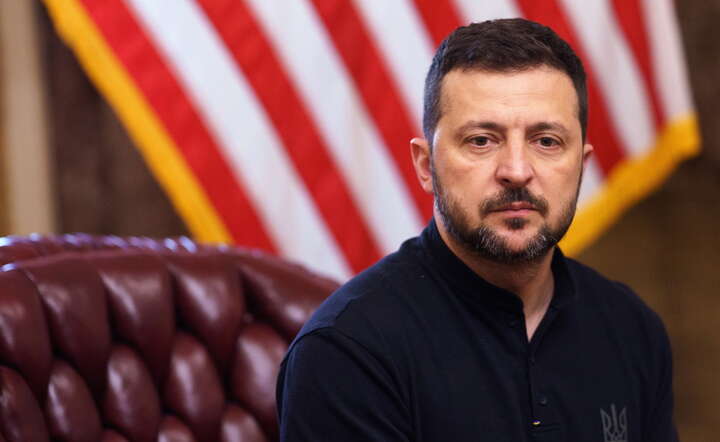 Prezydent Ukrainy Wołodymyr Zełenski w czasie wizyty w USA / autor: WILL OLIVER/EPA/PAP
