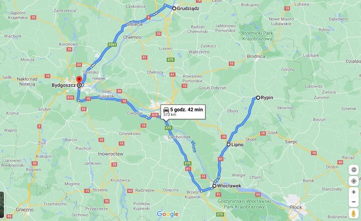 Trasa "pacjenta widmo" / autor: screen z Google Maps, Fratria