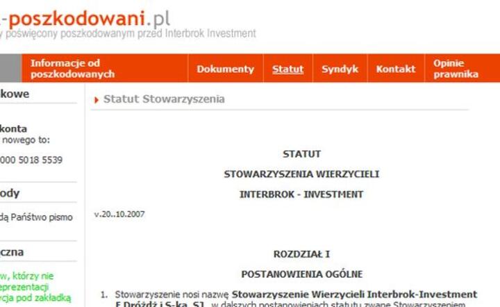 Fragment strony http://www.interbrok-poszkodowani.pl/