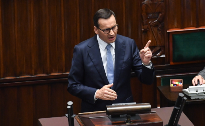 Premier Mateusz Morawiecki przemawia na sali obrad Sejmu w Warszawie, 16 bm. / autor: PAP/Piotr Nowak
